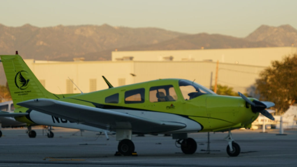 Piper Warrior on the ramp at Van Nuys Airport before a 60-minute Malibu coast discovery flight for two