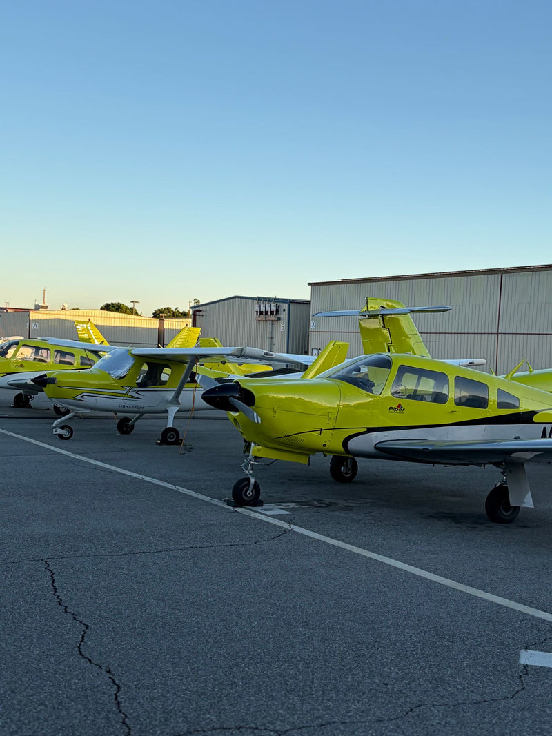 The You Fly LA training fleet on the ramp at Van Nuys Airport